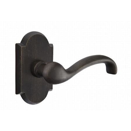 Emtek Teton Lever Right Hand 2-3/8 Backset Passage With Style No 1 Rose for 1-3/8 to 2 Door Medium Brnz 7108TTMBRH
